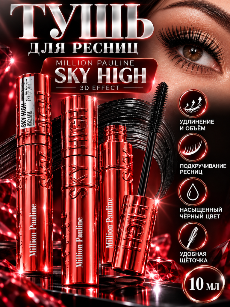 Тушь для ресниц Million Pauline Sky High 3D Effect